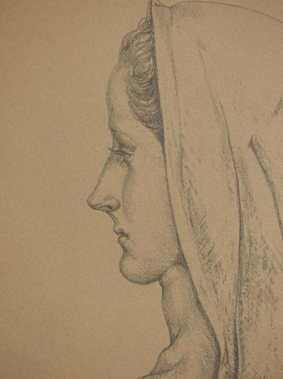 Léonard Tsuguharu FOUJITA : Profil de femme, 1957 - Lithographie originale Signée 2