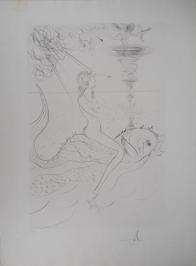 Salvador DALI - Neue Mythologie, Venus mit dem Delphin - Signierte Originalradierung 2