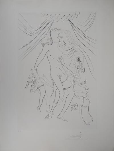 Salvador DALI : Mythologie Nouvelle, Les Amoureux et Cupidon - Gravure originale Signée 2