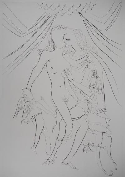 Salvador DALI : Mythologie Nouvelle, Les Amoureux et Cupidon - Gravure originale Signée 2