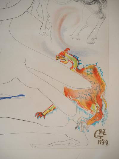 Salvador DALI : Unicorne laser et  rhinocéros cosmique - Gravure originale signée au crayon 2