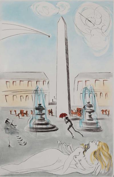 Salvador DALI : Gala et l’obélisque de la Concorde - Gravure originale, signée 2