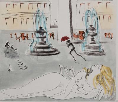 Salvador DALI : Gala et l’obélisque de la Concorde - Gravure originale, signée 2
