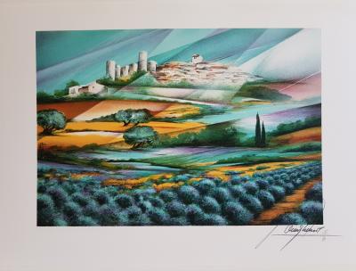 Raymond POULET - Champ de lavande - Lithographie originale signée au crayon 2