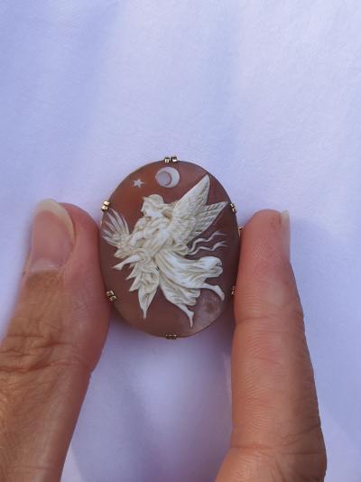 Broche ancienne  or 18 carats camé coquille 2