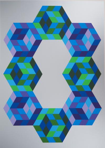 Victor VASARELY : Cubes en creux - Sérigraphie originale signée au crayon 2