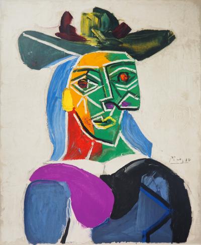 Pablo PICASSO (d’après) - Tête de femme au chapeau (Dora Maar), 1956 - Lithographie signée 2