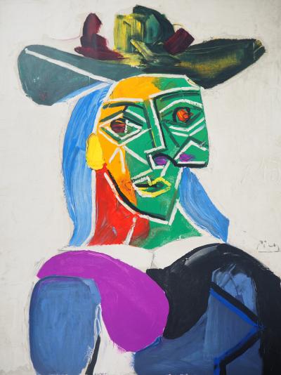 Pablo PICASSO (d’après) - Tête de femme au chapeau (Dora Maar), 1956 - Lithographie signée 2