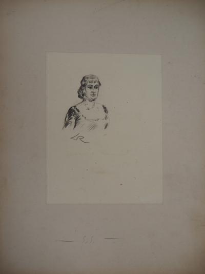 Alméry LOBEL-RICHE : Femme sérieuse - Dessin original signé 2