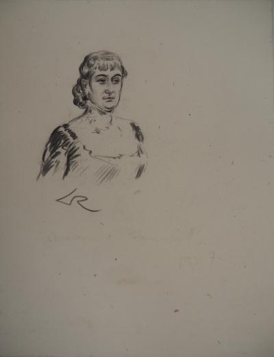 Alméry LOBEL-RICHE : Femme sérieuse - Dessin original signé 2