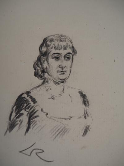 Alméry LOBEL-RICHE : Femme sérieuse - Dessin original signé 2