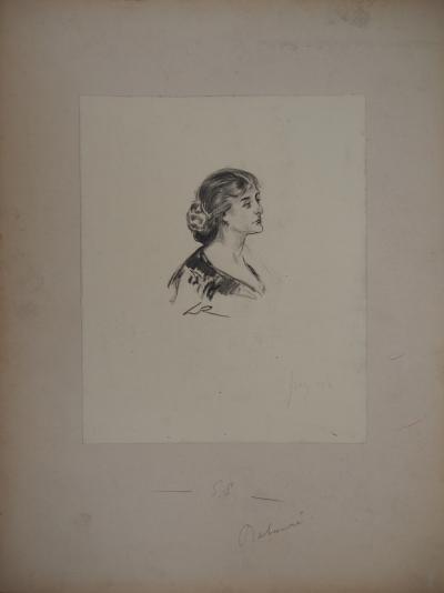 Alméry LOBEL-RICHE : Femme au chignon - Dessin original signé 2
