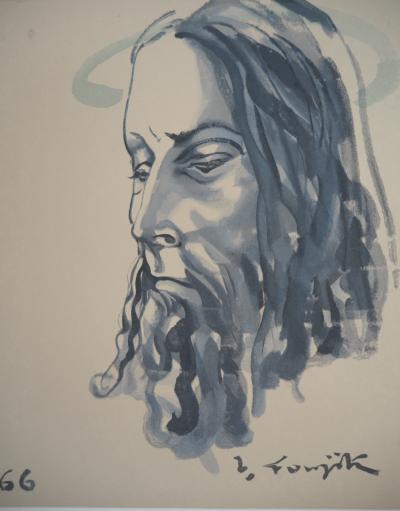 Tsuguharu FOUJITA - Le Christ, 1966 - Gravure signée dans la planche 2