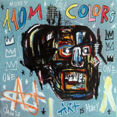 SPACO - 110M colors skull, 2020 - Technique mixte signée 2