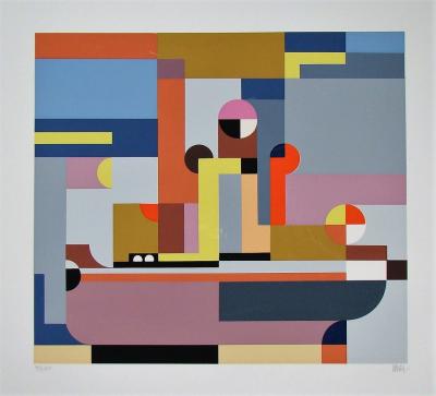 Walter DEXEL - Bateau à vapeur, 1969 - Sérigraphie originale signée au crayon 2