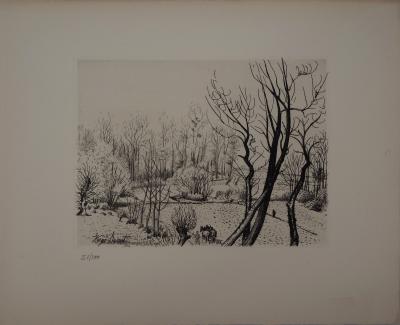 Henri VERGE-SARRAT - Paysage bucolique, 1946 - Gravure originale signée 2