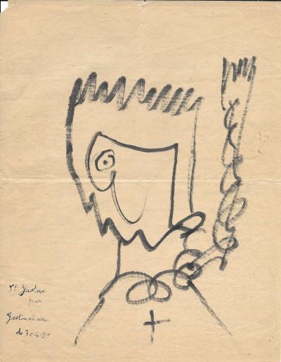 Gaston CHAISSAC - Saint Gustave, 1959 - Drawing and autograph letter 2