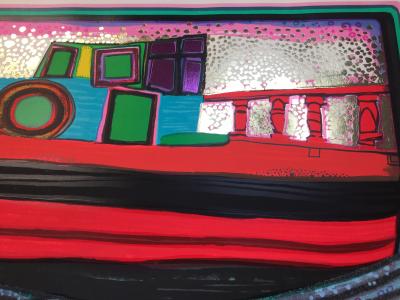 Friedensreich HUNDERTWASSER -  Regentag on Waves of Love, Plate 8, 1970-72 - Original screenprint in colors with metallic embossing and mix media on wove paper. 2