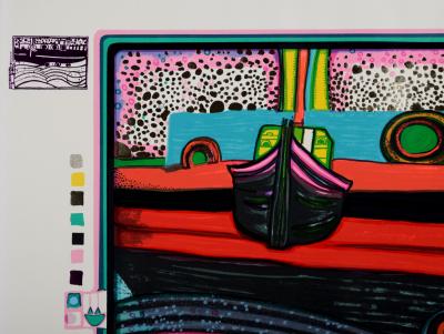 Friedensreich HUNDERTWASSER -  Regentag on Waves of Love, Plate 8, 1970-72 - Original screenprint in colors with metallic embossing and mix media on wove paper. 2