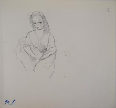 Marie LAURENCIN : Femme assise, Dessin original signé 2