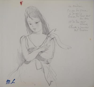Marie LAURENCIN : Mélancolie, Dessin original signé 2