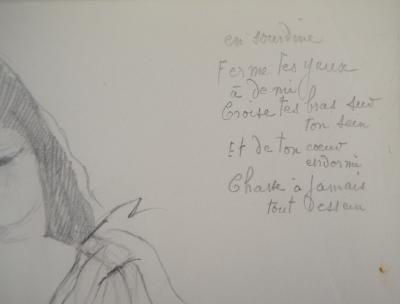 Marie LAURENCIN : Mélancolie, Dessin original signé 2
