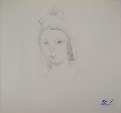 Marie LAURENCIN : Jeune fille pensive, Dessin original signé 2