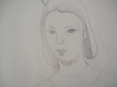 Marie LAURENCIN : Jeune fille pensive, Dessin original signé 2