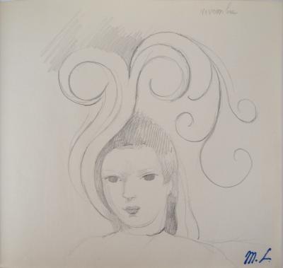 Marie LAURENCIN : Jeune-fille au chapeau fleuri - Dessin signé 2