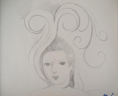 Marie LAURENCIN : Jeune-fille au chapeau fleuri - Dessin signé 2