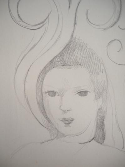 Marie LAURENCIN : Jeune-fille au chapeau fleuri - Dessin signé 2