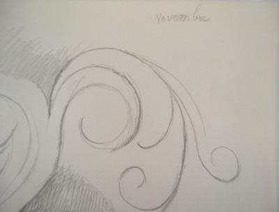 Marie LAURENCIN : Jeune-fille au chapeau fleuri - Dessin signé 2