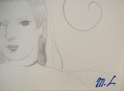 Marie LAURENCIN : Jeune-fille au chapeau fleuri - Dessin signé 2