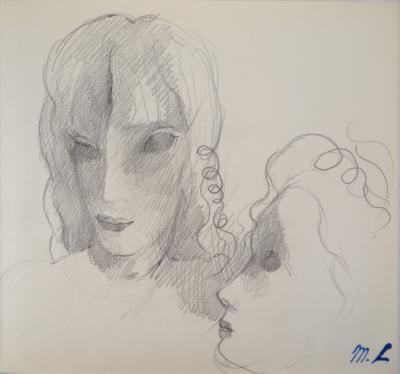 Marie LAURENCIN : Les amoureux, Dessin original signé 2