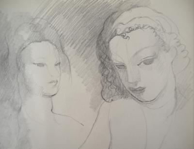 Marie LAURENCIN : Deux amies, Dessin original signé 2