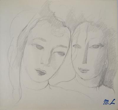 Marie LAURENCIN : Deux sœurs, Dessin original signé 2