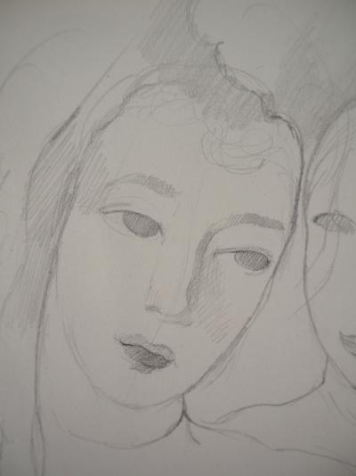 Marie LAURENCIN : Deux sœurs, Dessin original signé 2