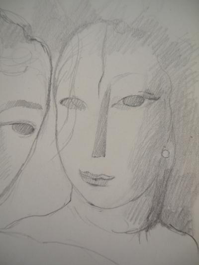 Marie LAURENCIN : Deux sœurs, Dessin original signé 2