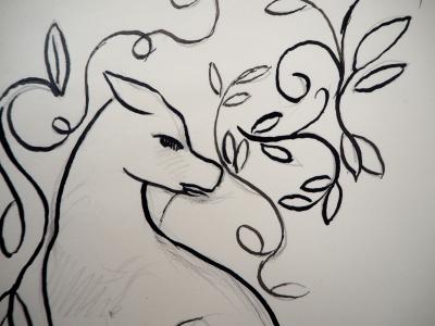 Marie LAURENCIN : Chien assis - Dessin signé 2