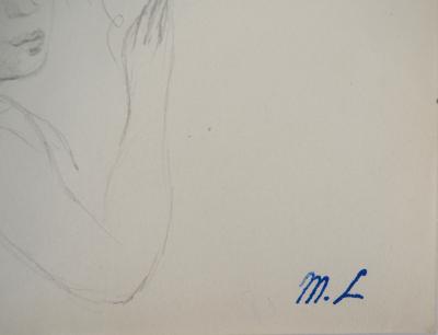 Marie LAURENCIN : Fille au nœud, Dessin original signé 2
