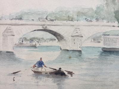 Paul Émile RAISSIGUIER - La Seine au Pont Neuf , 1884 - Aquarelle signée 2