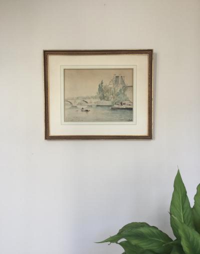 Paul Émile RAISSIGUIER - La Seine au Pont Neuf , 1884 - Aquarelle signée 2