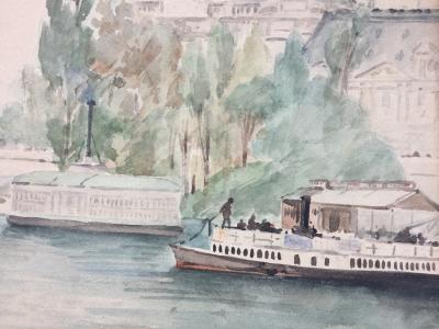 Paul Émile RAISSIGUIER - La Seine au Pont Neuf , 1884 - Aquarelle signée 2