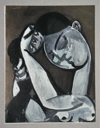 Pablo PICASSO (d’après) - Femme se coiffant, 1955 - Pochoir et Lithographie 2