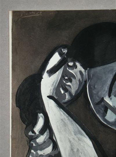 Pablo PICASSO (d’après) - Femme se coiffant, 1955 - Pochoir et Lithographie 2