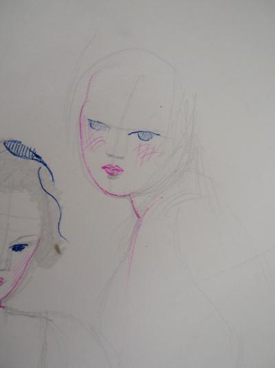 Marie LAURENCIN : Les amants, Dessin original signé 2