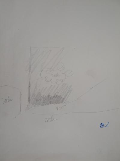 Marie LAURENCIN : Etude de coulissé, Dessin original signé 2