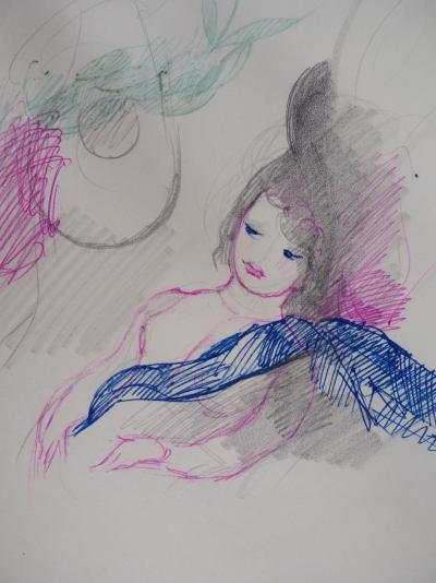 CATA Marie LAURENCIN : Fille allongée, Dessin original signé 2