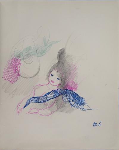 CATA Marie LAURENCIN : Fille allongée, Dessin original signé 2