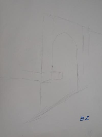 Marie LAURENCIN : Etude d'édifice, Dessin original signé 2